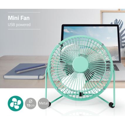 Настольный вентилятор 3W/USB 15 см бирюзовый