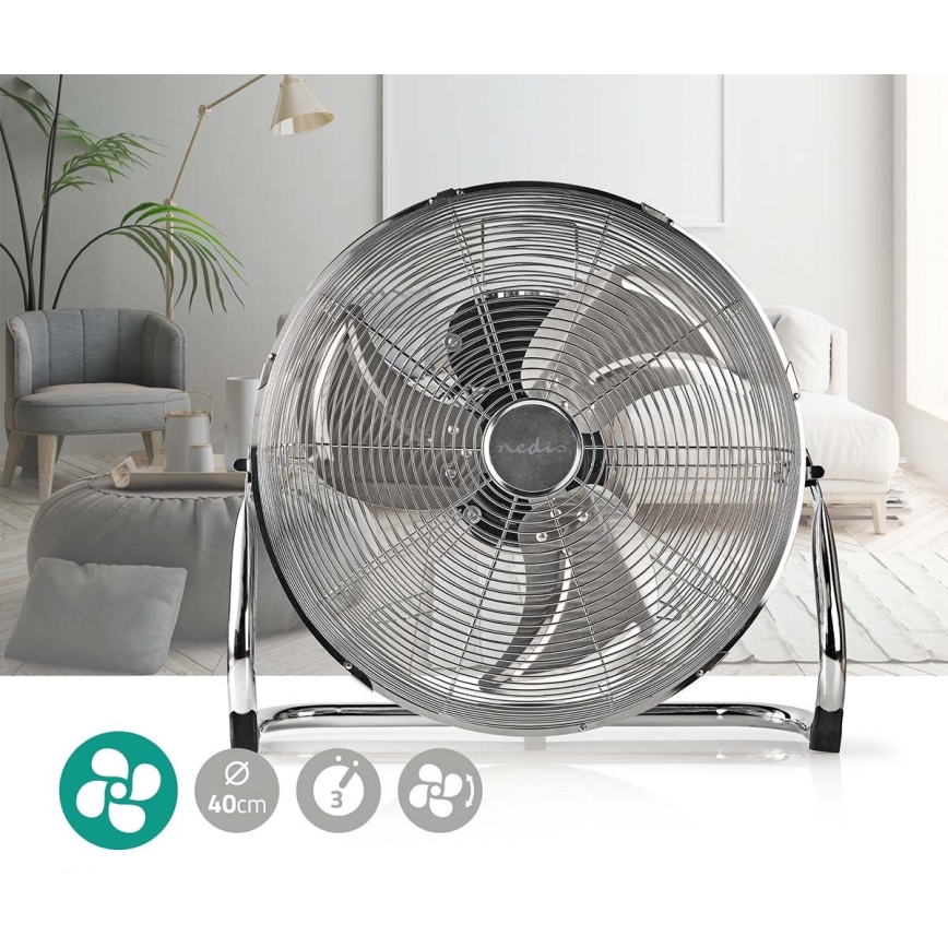 Підлоговий вентилятор 80W/230V глянцевий хром