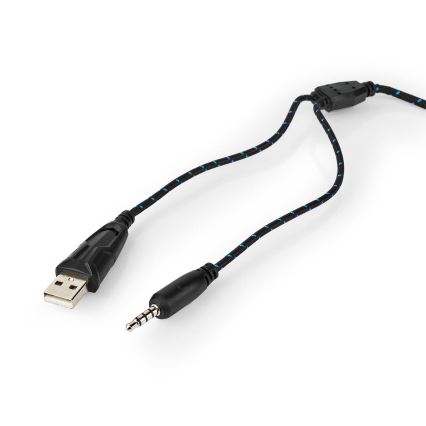 Ігрові LED наушники з мікрофоном чорний/синій
