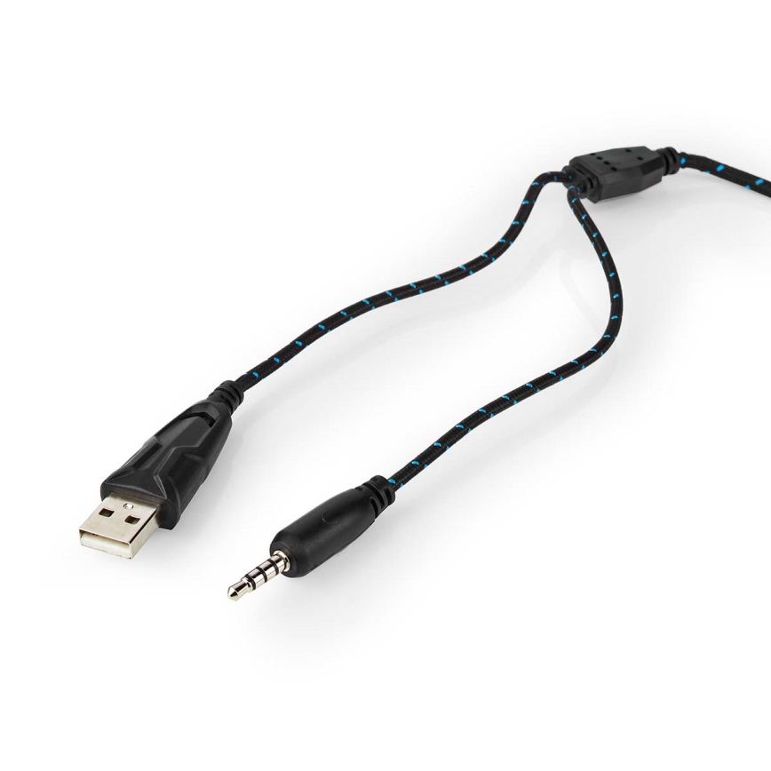 Ігрові LED наушники з мікрофоном чорний/синій
