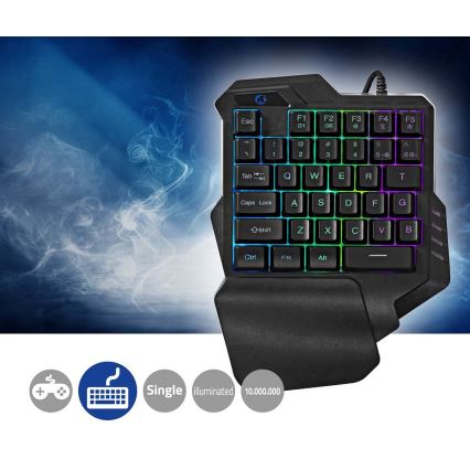 Ігрова клавіатура для однієї руки з LED RGB підсвіткою 5V