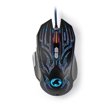 Nedis GMWD400BK - Светодиодная игровая мышь RGB 4000 DPI 9 кнопок