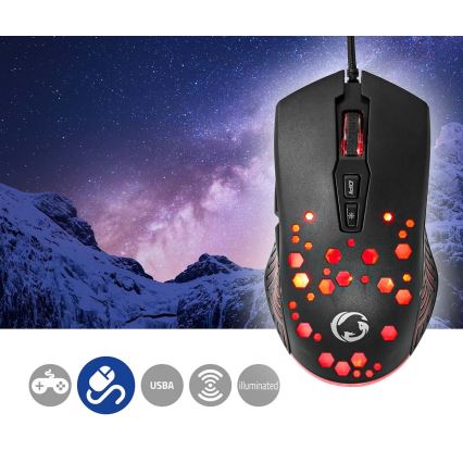 Геймерская мышь со светодиодной подсветкой 800/1200/2400/3200/4800/7200 DPI 7 кнопок черная