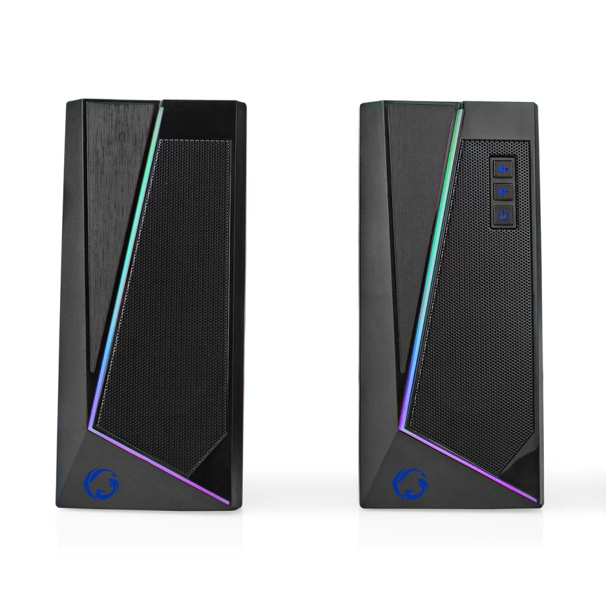 НАБІР 2x Геймерська колонка зі світлодіодною RGB-підсвіткою 18W/5V