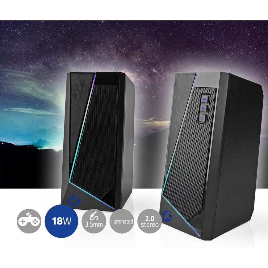 НАБОР 2x Геймерская колонка со светодиодной RGB-подсветкой 18W/5V