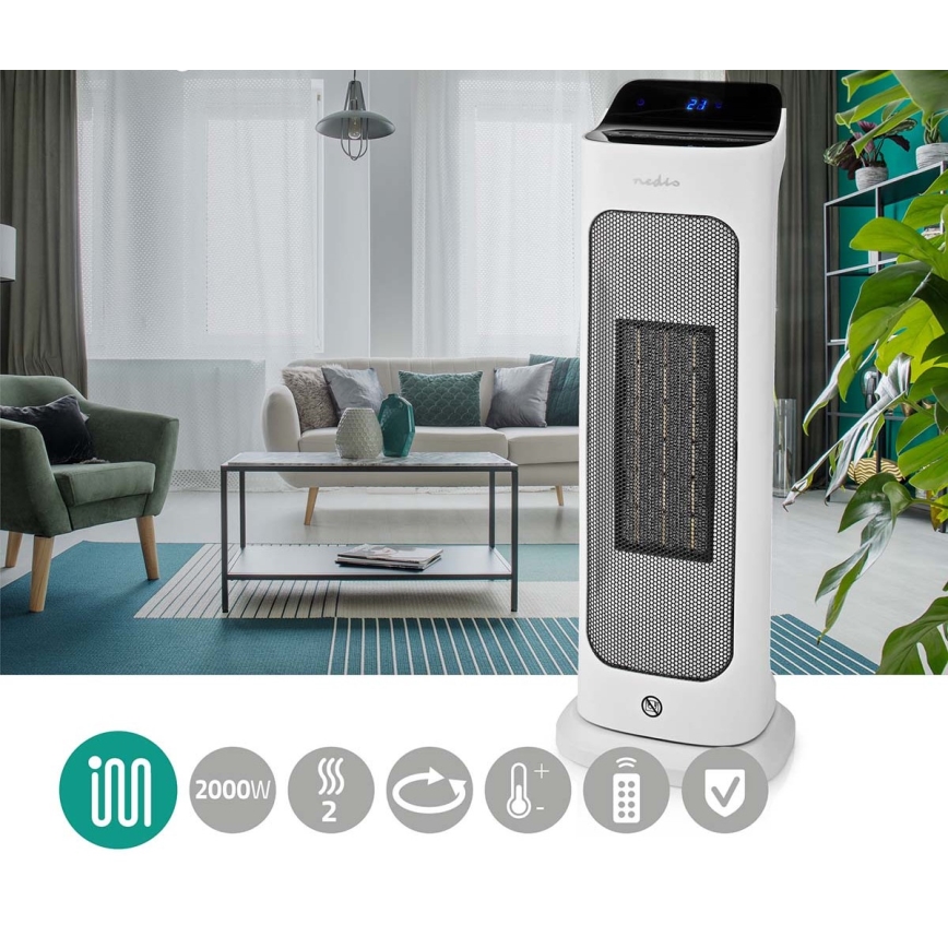 Тепловентилятор керамический 1400/2000W/230V + дистанционное управление