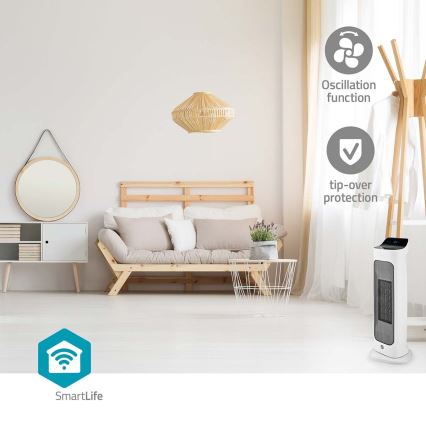 Вентилятор с керамическим нагревательным элементом Smartlife 1400/2000W/230V Wi-Fi Tuya + дистанционное управление