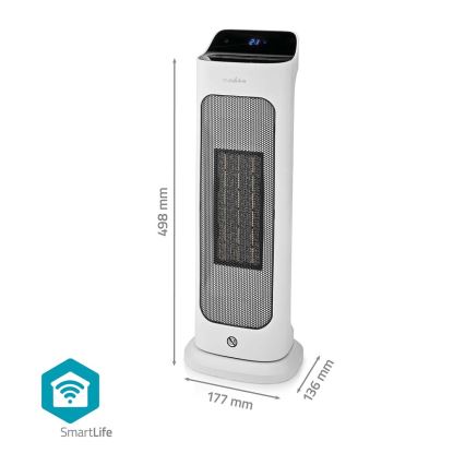 Вентилятор с керамическим нагревательным элементом Smartlife 1400/2000W/230V Wi-Fi Tuya + дистанционное управление