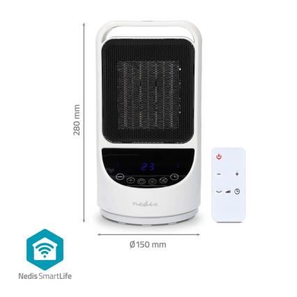 Вентилятор с керамическим нагревательным элементом Smartlife 1000/1500W/230V Wi-Fi Tuya + дистанционное управление