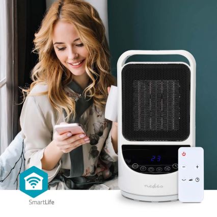 Вентилятор з керамічним нагрівальним елементом Smartlife 1000/1500W/230V Wi-Fi Tuya + пульт дистанційного керування