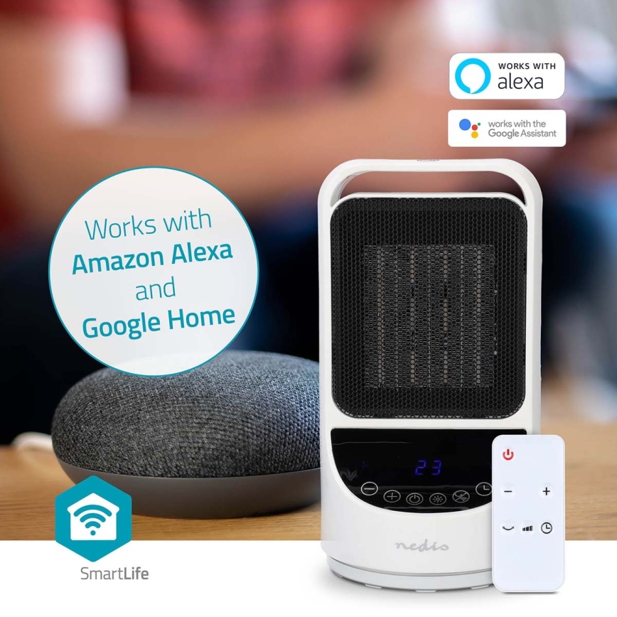 Вентилятор з керамічним нагрівальним елементом Smartlife 1000/1500W/230V Wi-Fi Tuya + пульт дистанційного керування