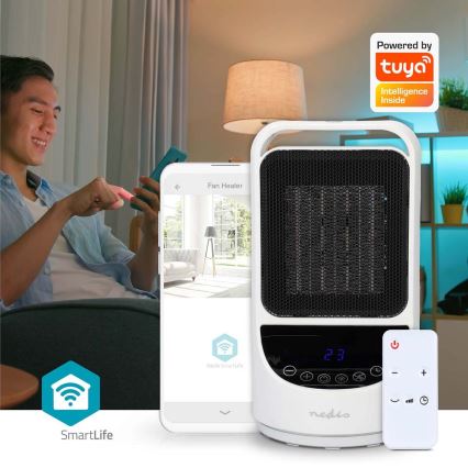 Вентилятор з керамічним нагрівальним елементом Smartlife 1000/1500W/230V Wi-Fi Tuya + пульт дистанційного керування