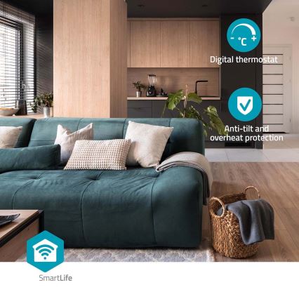 Вентилятор з керамічним нагрівальним елементом Smartlife 1000/1500W/230V Wi-Fi Tuya + пульт дистанційного керування