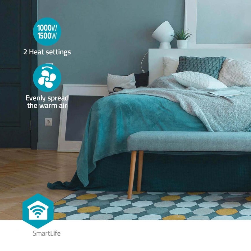 Вентилятор з керамічним нагрівальним елементом Smartlife 1000/1500W/230V Wi-Fi Tuya + пульт дистанційного керування