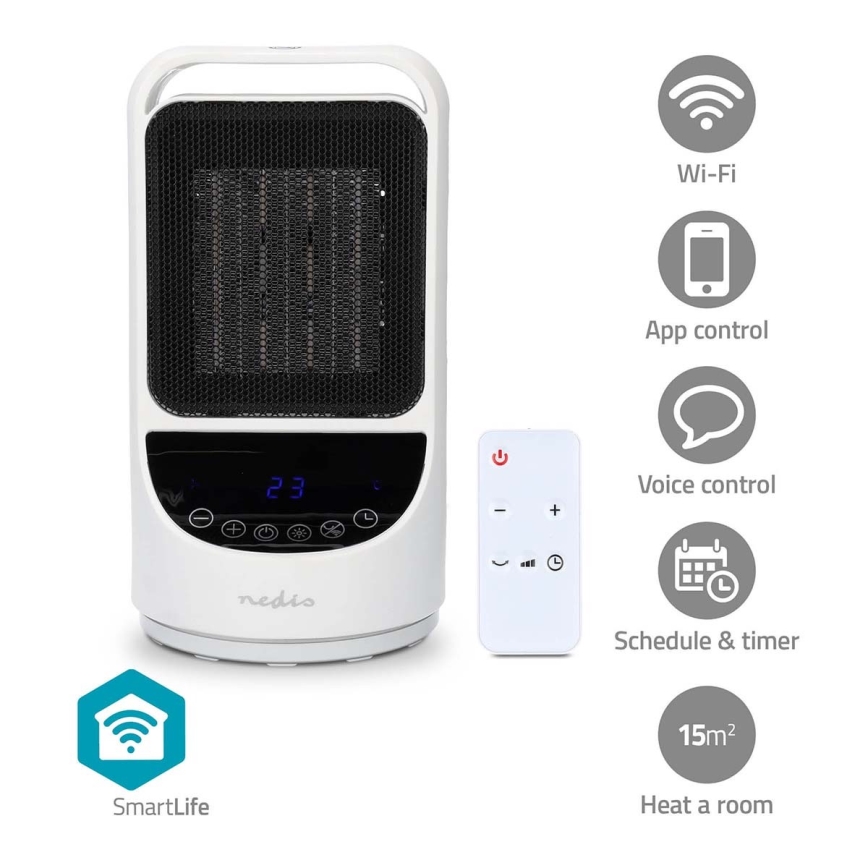 Вентилятор з керамічним нагрівальним елементом Smartlife 1000/1500W/230V Wi-Fi Tuya + пульт дистанційного керування