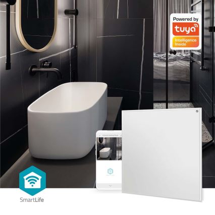 Інфрачервона нагрівальна панель 350W/230V 59,8x62 cm IP44 Wi-Fi Tuya + пульт дистанційного керування