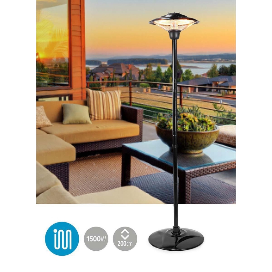 Зовнішній електричний обігрівач + стійка 200 см 1500 Вт/230 В терасовий інфрачервоний обігрівач IP34