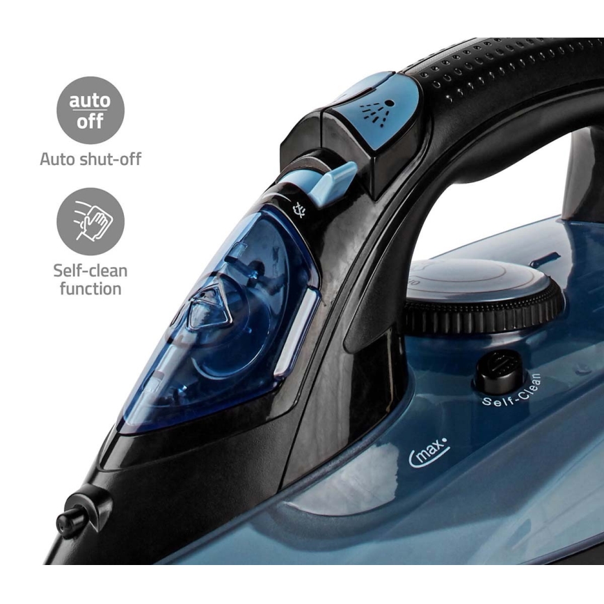 Парова праска 2600W/230V чорний/синій