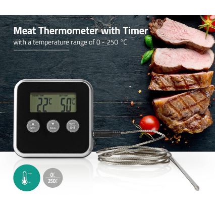 Термометр для м'яса з цифровим дисплеєм та таймером 0-250° C 1xAAA
