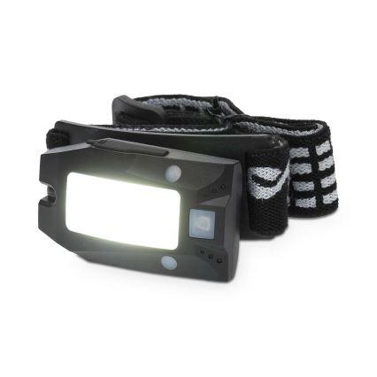 LED налобный перезаряжаемый фонарь с регулировкой яркости и датчиком движения LED/5V 500 mAh IPX4 чёрный