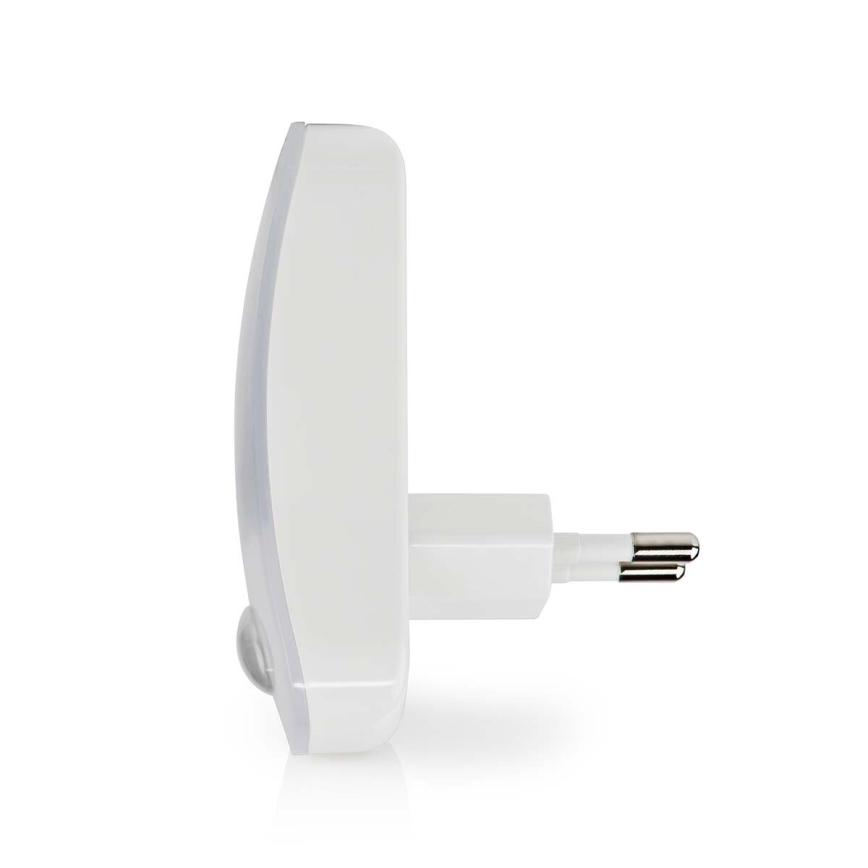 LED Навігаційний світильник з датчиком руху та освітленості в розетку LED/0,55W/230V білий