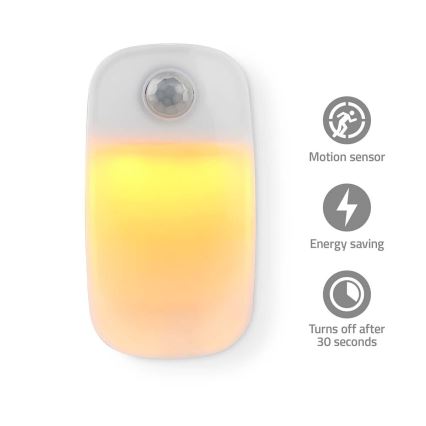 LED Навігаційний світильник з датчиком руху та освітленості в розетку LED/0,55W/230V білий