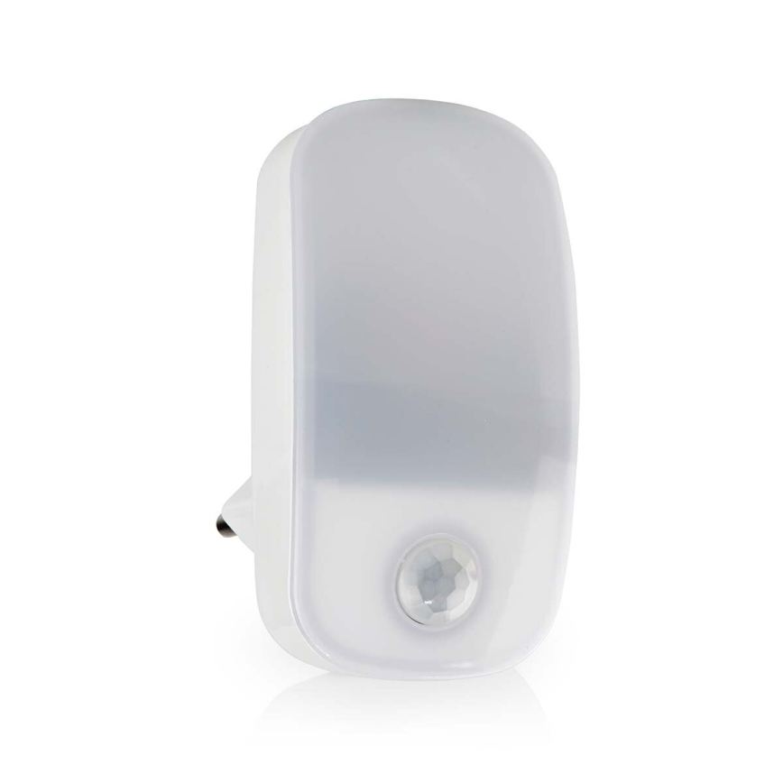 LED Навігаційний світильник з датчиком руху та освітленості в розетку LED/0,55W/230V білий