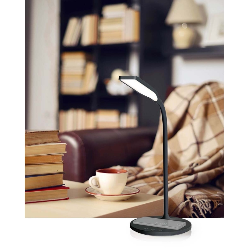 LED з регулюванням яскравості сенсорна flexibilní настільна лампа з 15W bezdrátovým зарядкою Qi LED/5,5W/230V 2700-6500K чорний