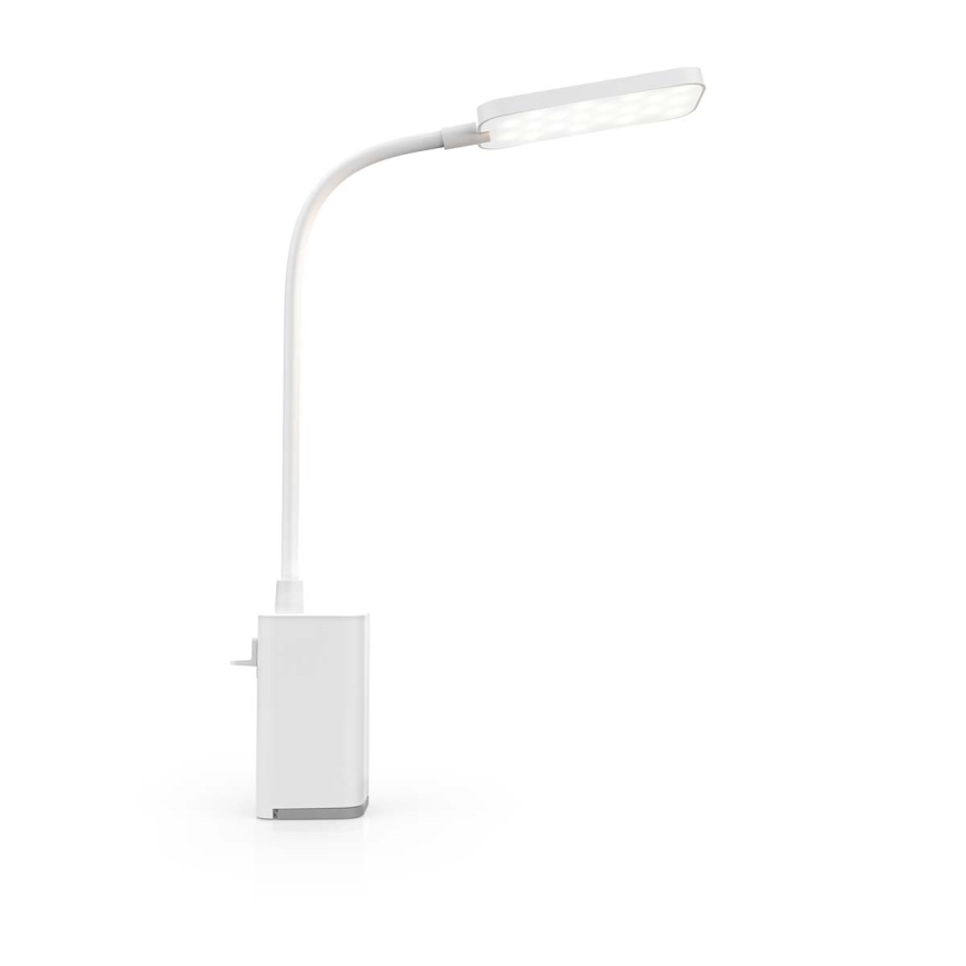LED перезаряджувана сенсорна гнучка настільна лампа зі затискачем LED/5W/1200 mAh біла