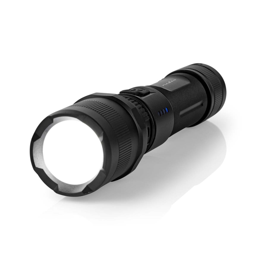 LED фонарь с регулировкой яркости, перезаряжаемый, алюминиевый LED/10W/5V 2200 mAh IPX4 чёрный
