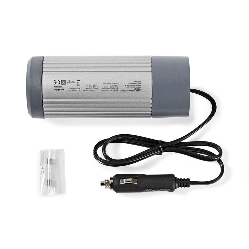 Інвертор (перетворювач напруги) мод. синус 100W/24/230V + USB