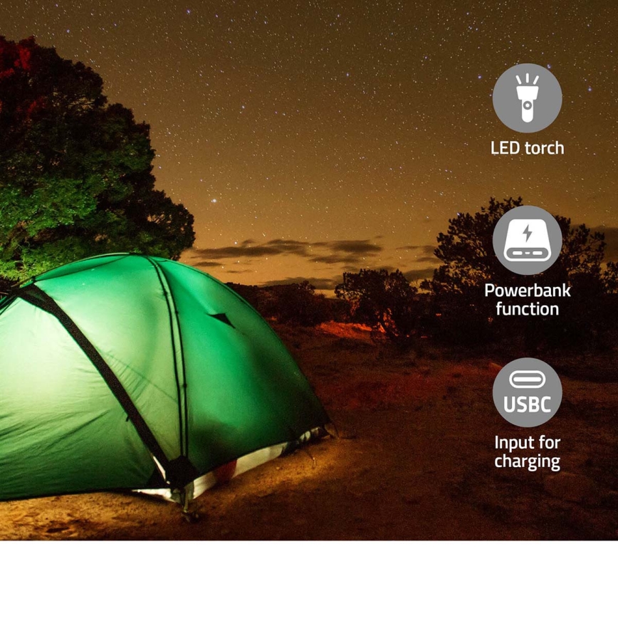 Радиоприёмник DAB+/FM с ручной динамо-зарядкой, солнечной панелью и LED-фонарём 5 В/2500 мА·ч зелёный/чёрный