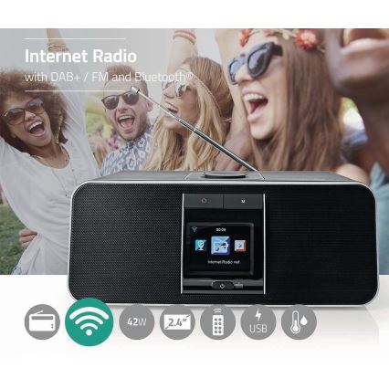 Многофункциональное интернет-радио 42W/230V DAB+ FM Wi-Fi Bluetooth USB + пульт ДУ