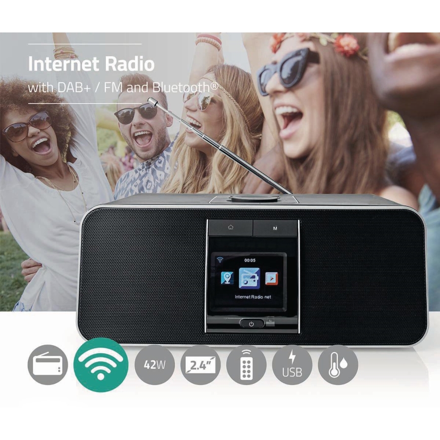 Многофункциональное интернет-радио 42W/230V DAB+ FM Wi-Fi Bluetooth USB + пульт ДУ