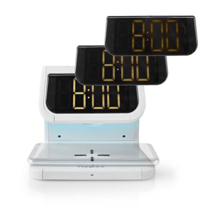Nedis WCACQ10W1WT - Будильник со светодиодной подсветкой RGB и беспроводной зарядкой LED/10W/230V белый