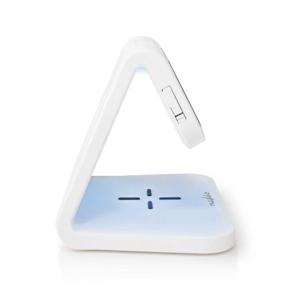 Nedis WCACQ10W1WT - Будильник со светодиодной подсветкой RGB и беспроводной зарядкой LED/10W/230V белый