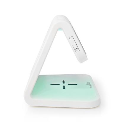 Nedis WCACQ10W1WT - Будильник со светодиодной подсветкой RGB и беспроводной зарядкой LED/10W/230V белый