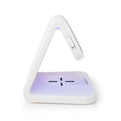 Nedis WCACQ10W1WT - Будильник со светодиодной подсветкой RGB и беспроводной зарядкой LED/10W/230V белый