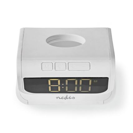 Nedis WCACQ10W1WT - Будильник со светодиодной подсветкой RGB и беспроводной зарядкой LED/10W/230V белый