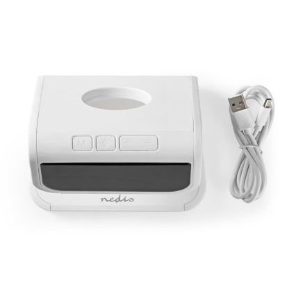 Nedis WCACQ10W1WT - Будильник со светодиодной подсветкой RGB и беспроводной зарядкой LED/10W/230V белый