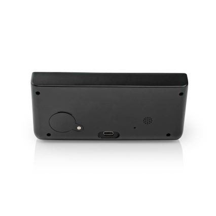 Будильник з LCD-дисплеєм та бездротовою зарядкою 15W/5V + 1xCR2032 чорний