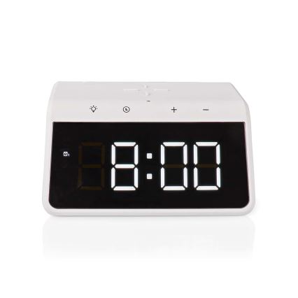 Будильник с LCD-дисплеем и беспроводной зарядкой 15W/230V белый