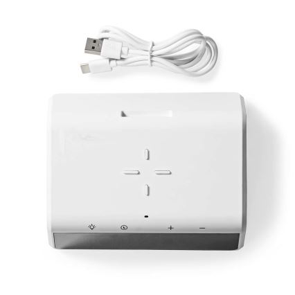Будильник с LCD-дисплеем и беспроводной зарядкой 15W/230V белый