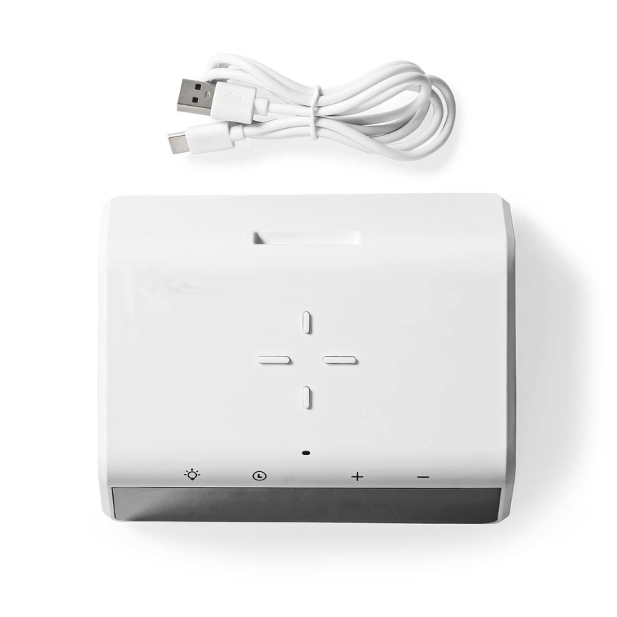 Будильник с LCD-дисплеем и беспроводной зарядкой 15W/230V белый
