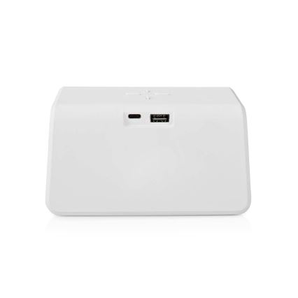 Будильник з РК-дисплеєм і бездротовим зарядним пристроєм 15W/230V 1x CR2032 білий
