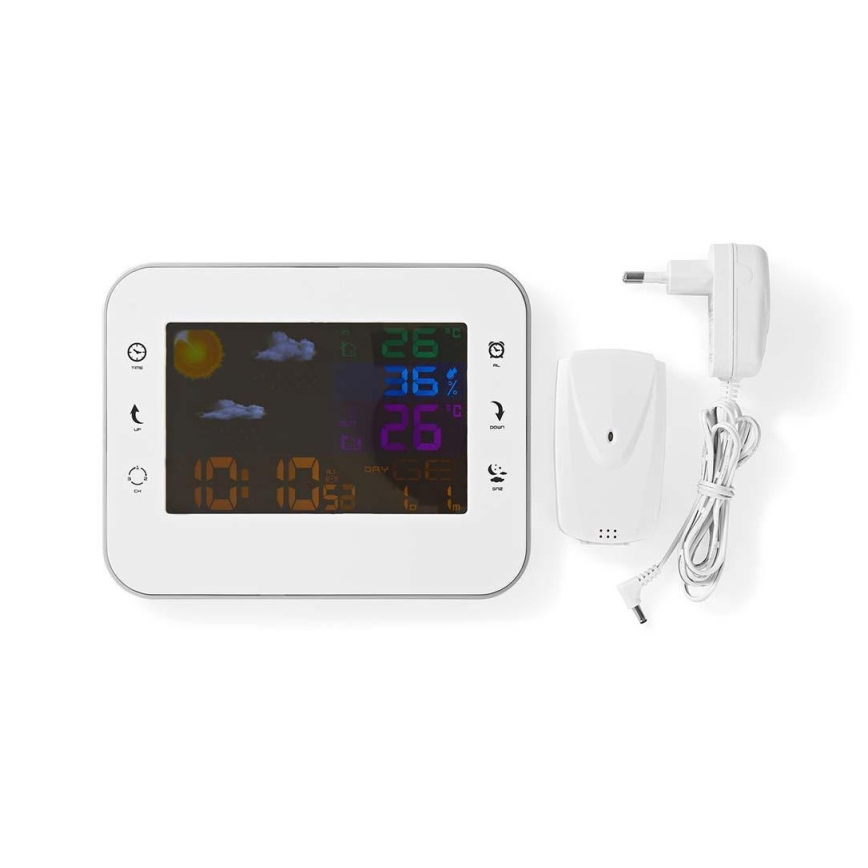 Метеостанція з LCD дисплеєм 230V білий