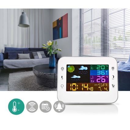 Метеостанція з LCD дисплеєм 230V білий