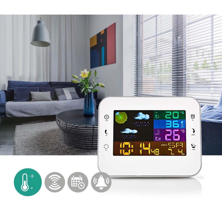 Метеостанція з LCD дисплеєм 230V білий