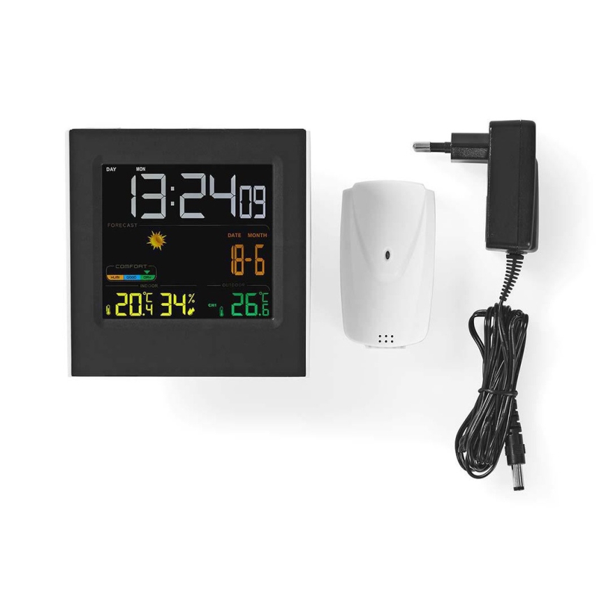 Метеостанція з LCD дисплеєм 230V чорний
