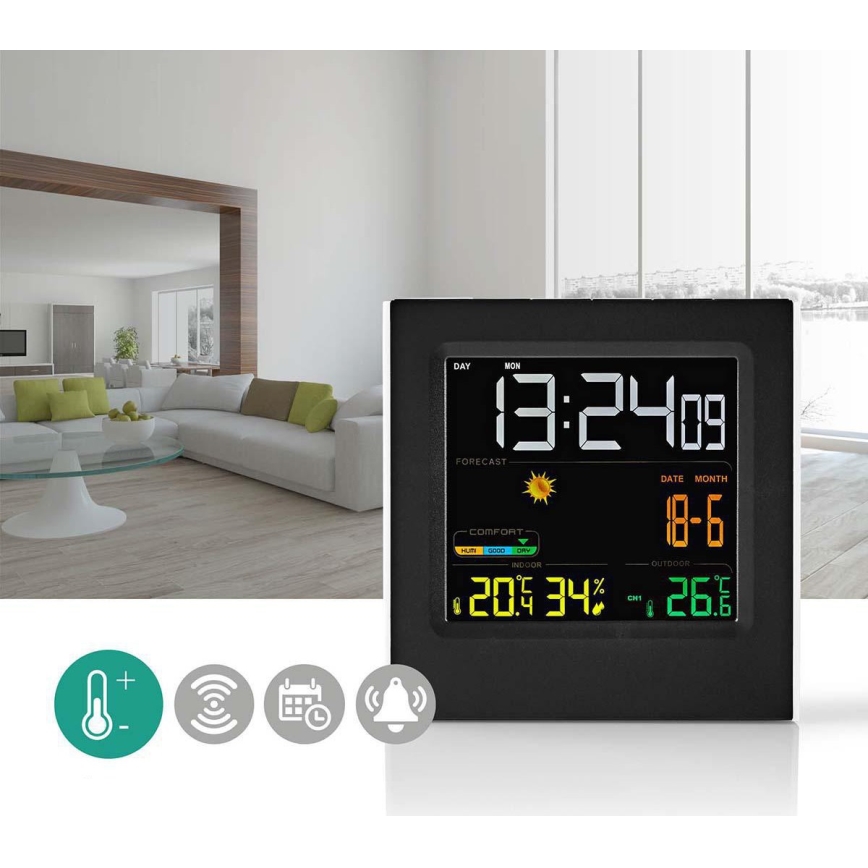 Метеостанція з LCD дисплеєм 230V чорний